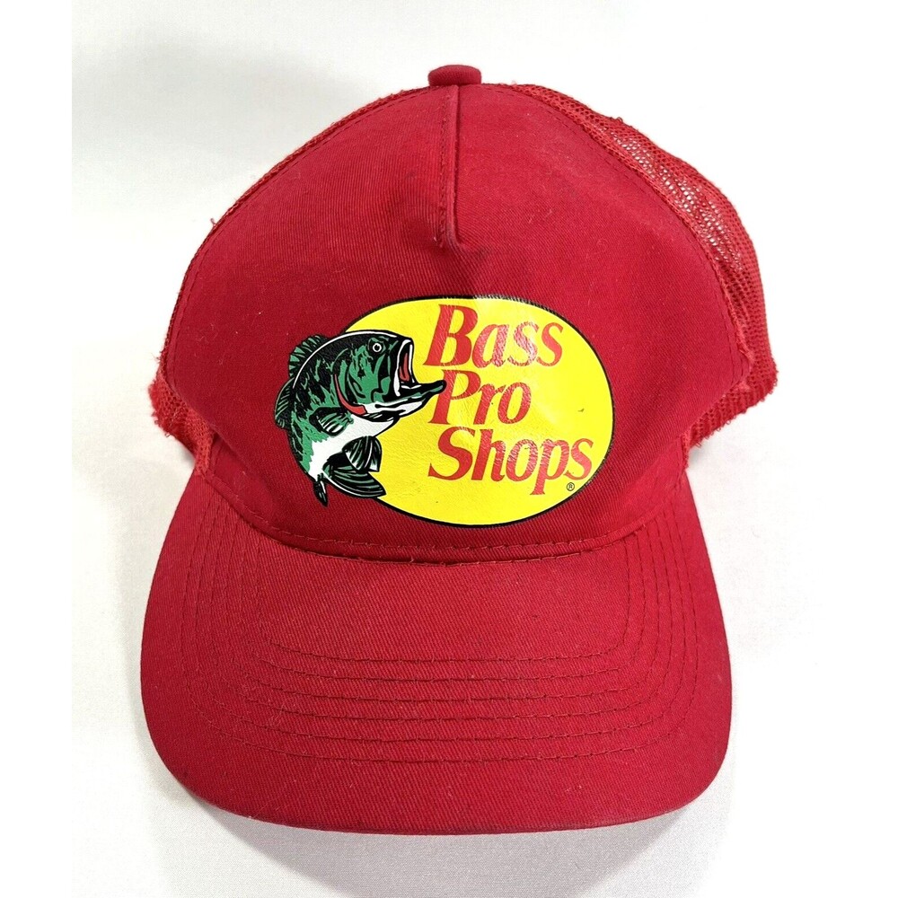 Vintage Bass Pro Shops Red Trucker Snapback Adjustable Hat